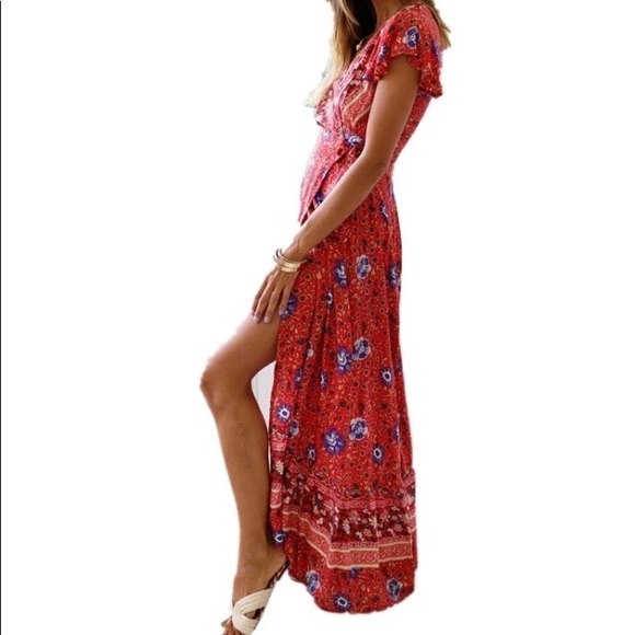 ❌SOLD❌BOHO WRAP DRESS - Picture 4 of 8